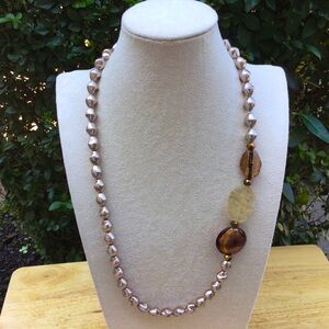 Chicos Glass & Acrylic Necklace